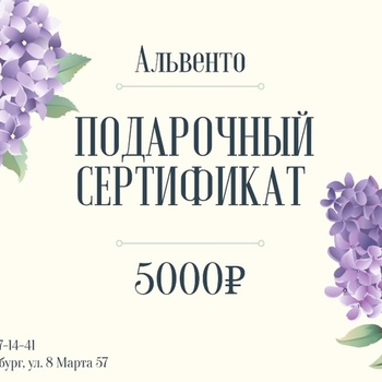 Подарочный сертификат №5 - alwento.ru – Екатеринбург